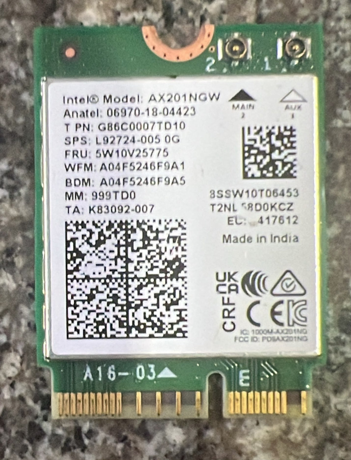RIVENDITA |  Scheda di rete: INTEL AX201NGW